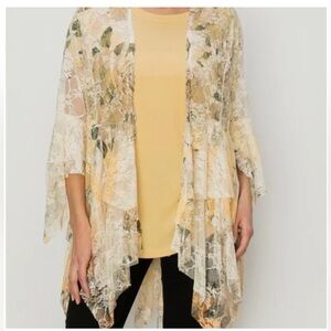 Origami By Vivien Floral Lace Boho Shark-bite Western Kimono